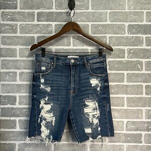 Distressed Denim Shorts